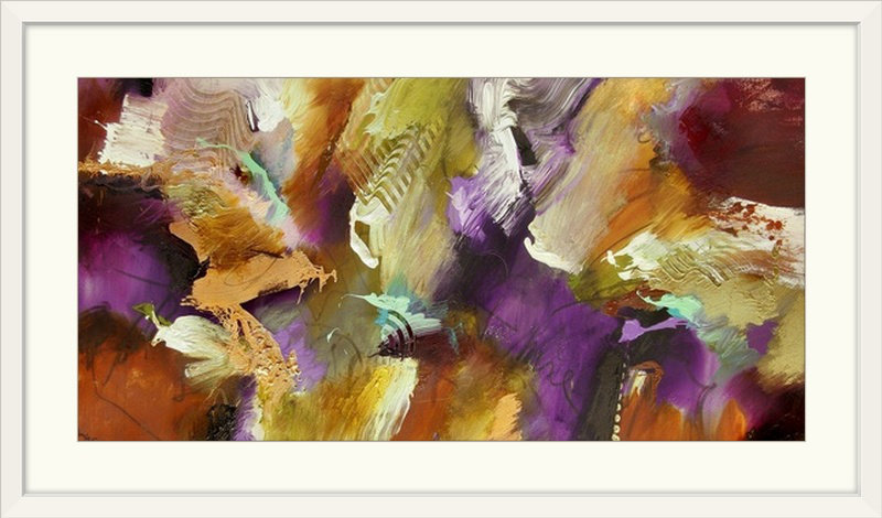 «Primeval Vertu» par Odum, impression, H 26 po x l 44 po x P 1 po, Cadre blanc