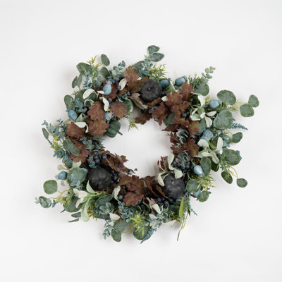 60cm Pumpkin Wreath Teal/Blue