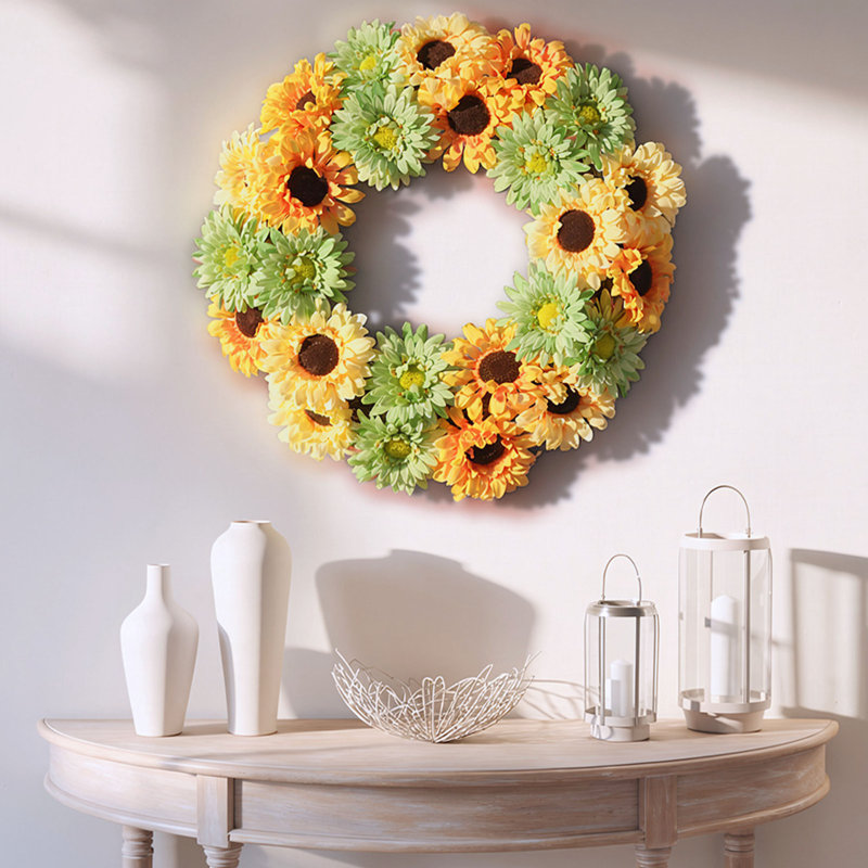 Couronne à cosmos Holiday Aisle® 19 po, Jaune