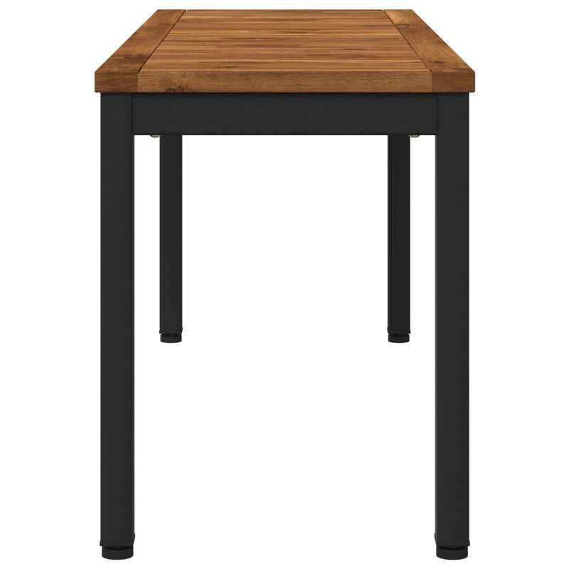  Garden Bench Solid Acacia Wood Outdoor Seating Patio Furniture Backyard, 45cm H x 108.5cm W x 35cm D, Black