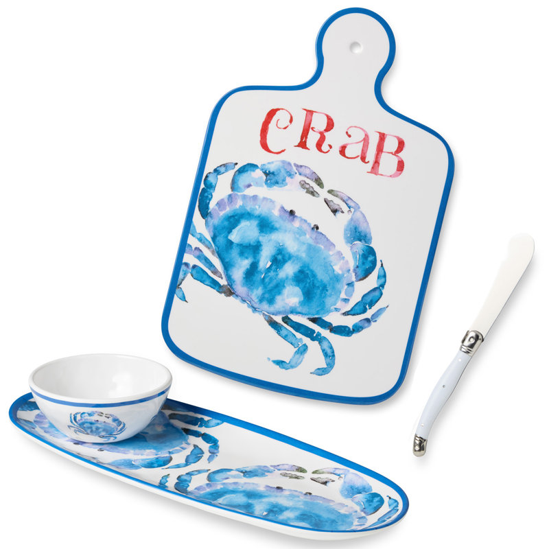 Ensemble d'assiettes et de plateaux ovales à fromage en crabe Beach House