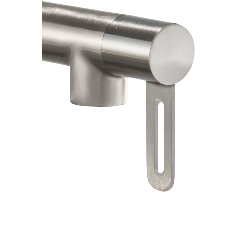 Pot Filler - Dual Handle Wall Mount - Contemporary, Black Stick Lever Handle, Satin Nickel