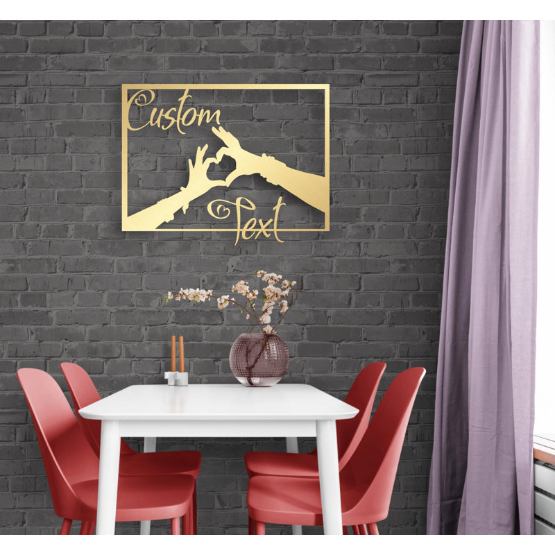 «Love Hands», art mural personnalisé en métal, décor moderne avec votre texte spécial pour le meilleur cadeau chéri, Oui