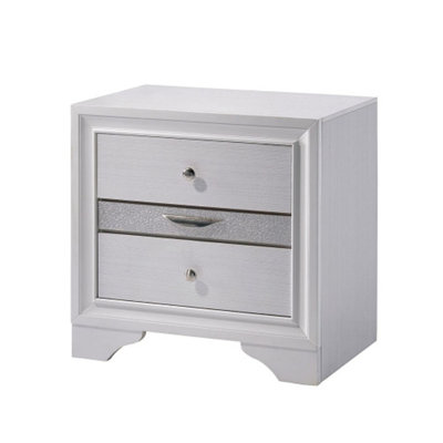 3-Drawer Wooden Nightstand with Pewter Round Knobs