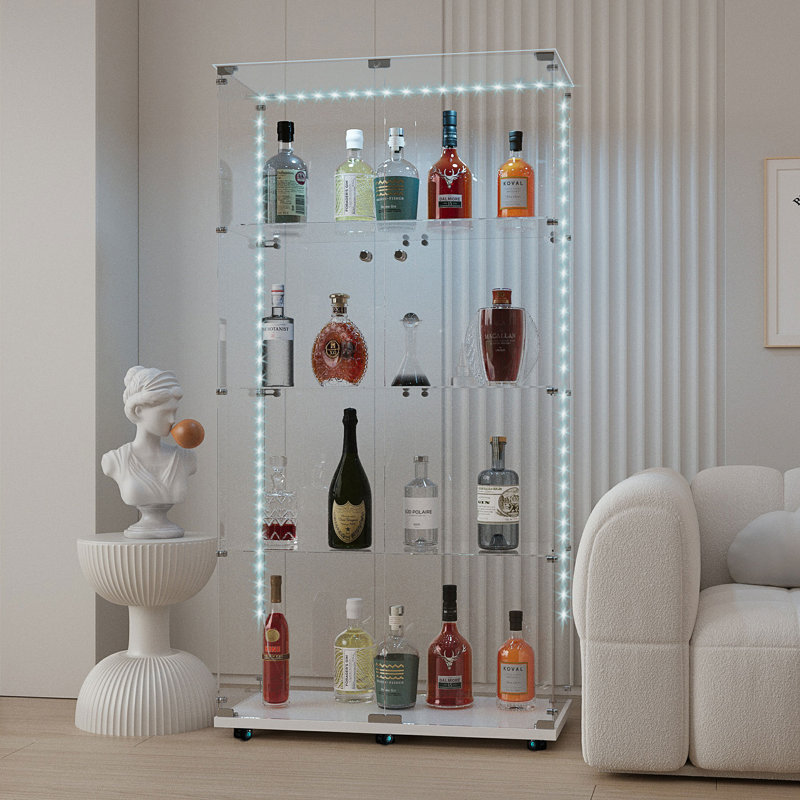 Tempered Glass Display Cabinet, White