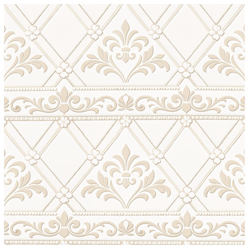Tapisserie murale beige à motif floral damassé, 50in H x60in W with 4 Grommets
