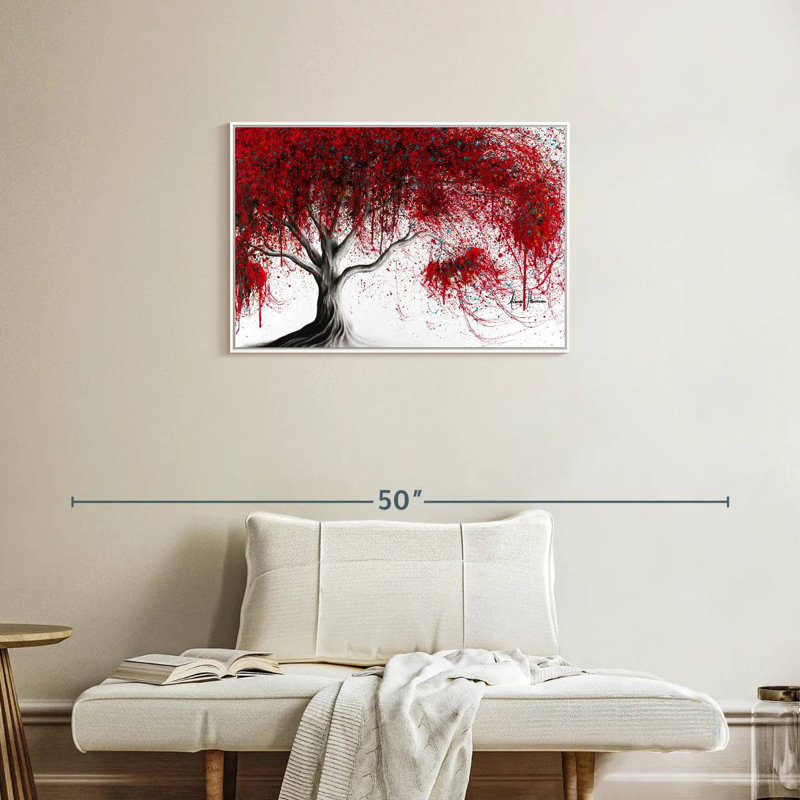 Arbre Magenta, Cadre flottant blanc, 31 po x 21 po