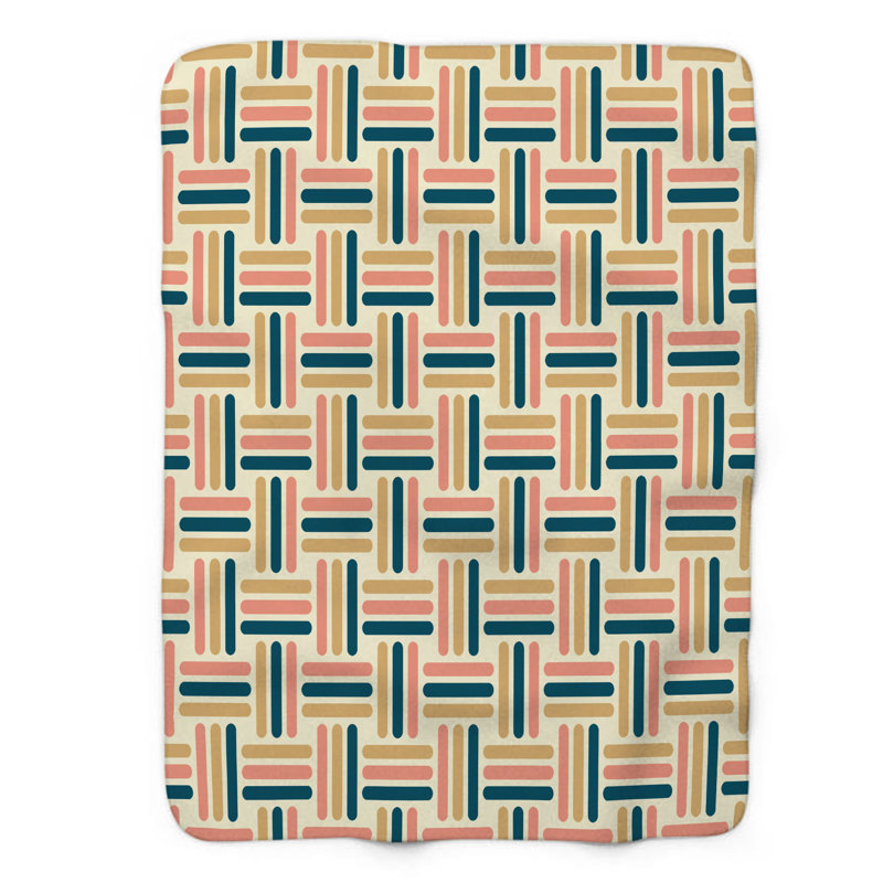 Couverture en sherpa de qualité supérieure rose, or et bleu, L 50 po x L 60 po