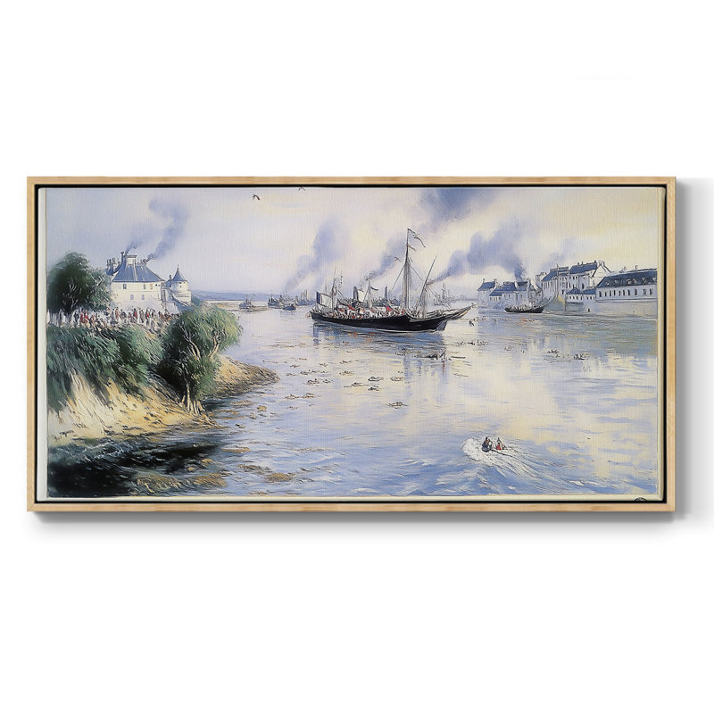 Série Nautical-ICI - Toile tendue avec châssis encadré - Prêt à être accroché, H 21 po x l 41 po, Naturel