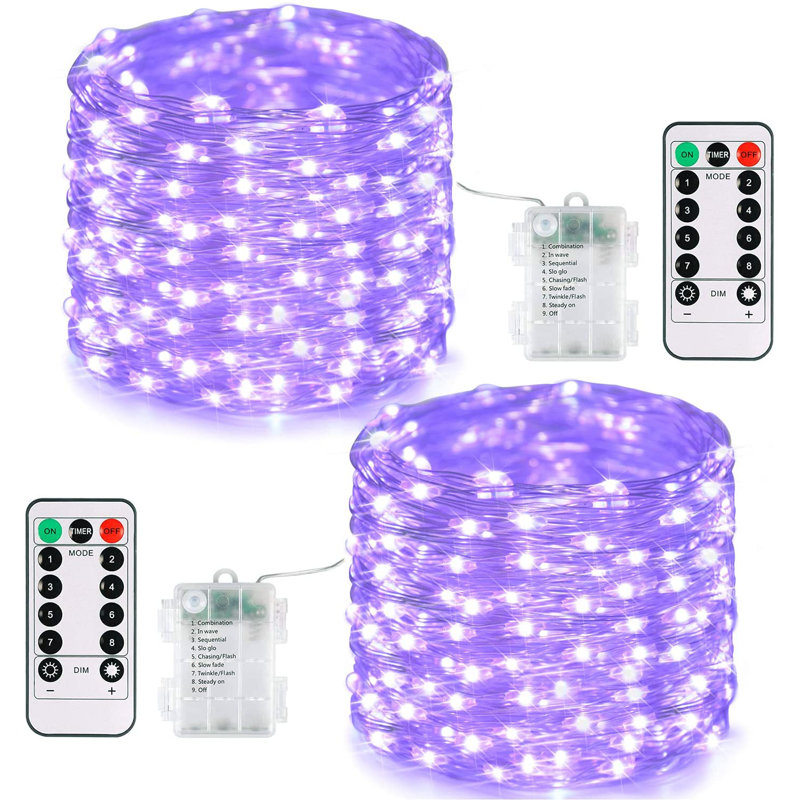 Schlitz 67.2' LED Battery Powered 200 - Bulb Rope Lights String Light, Purple
