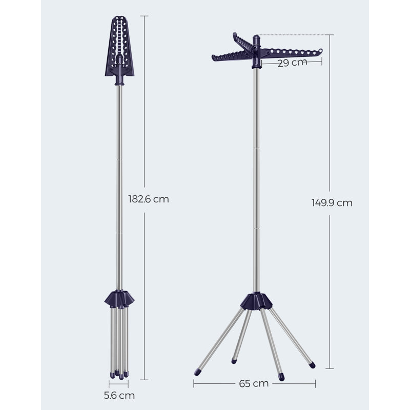 Metal Rotary / Umbrella Clothesline, Blue/Silver, 159cm H x 65cm W x 65cm D