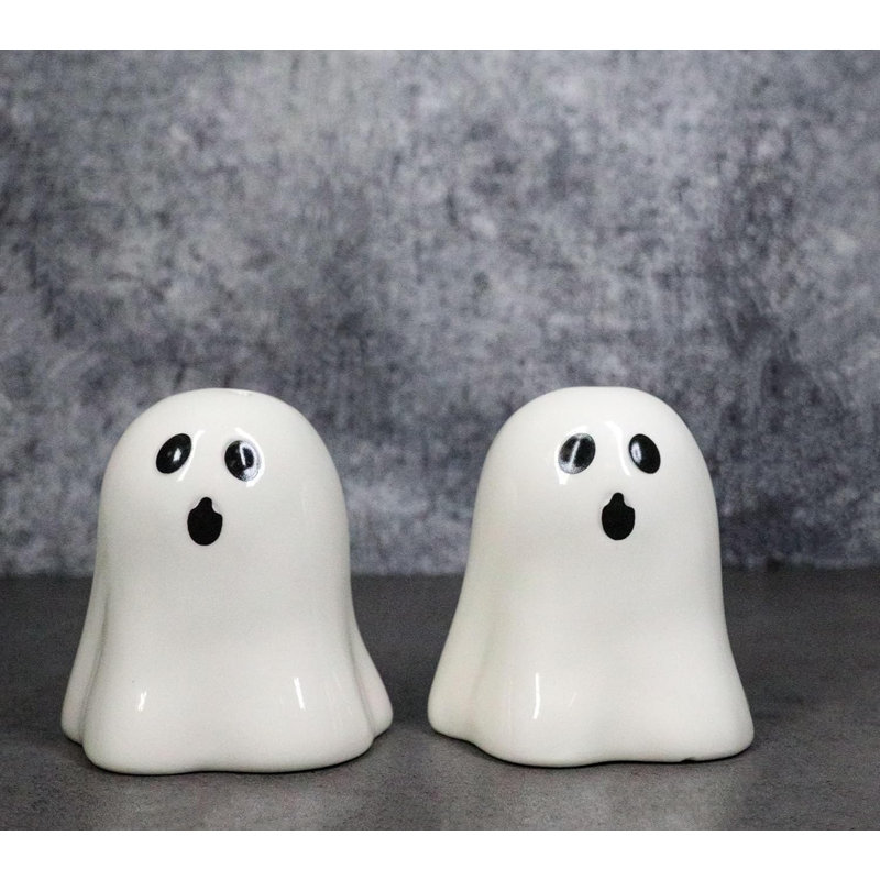 Ensemble de salières et poivrières en céramique Halloween Spooky White