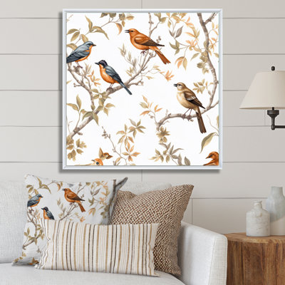 " Orange Green Birds On Trees "