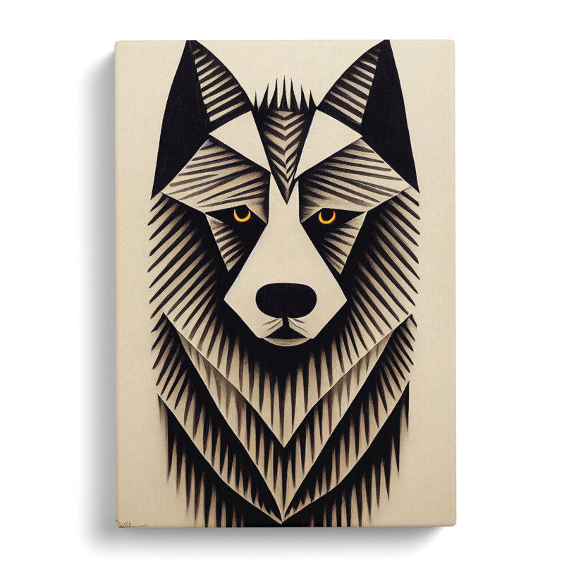 Wolf Art Abstract No.1 - Print, Wrapped Canvas, 50cm H x 35cm W, No Matte
