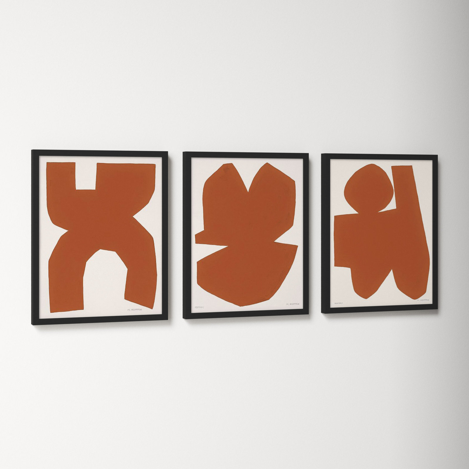 Terra Cotta "Terra Cotta" 3-Piece Print Set, Black, 20'' H x 16'' W