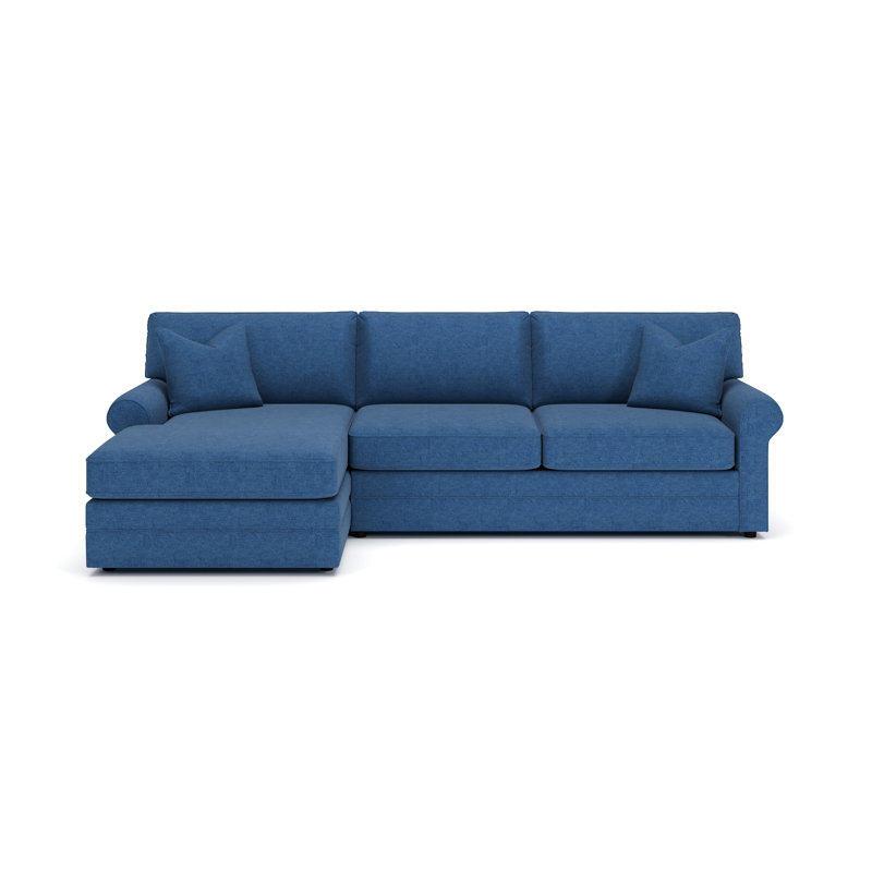 Charlie 2-Piece Sofa With Chaise Sectional, Cruise Adrift, Classic Indigo