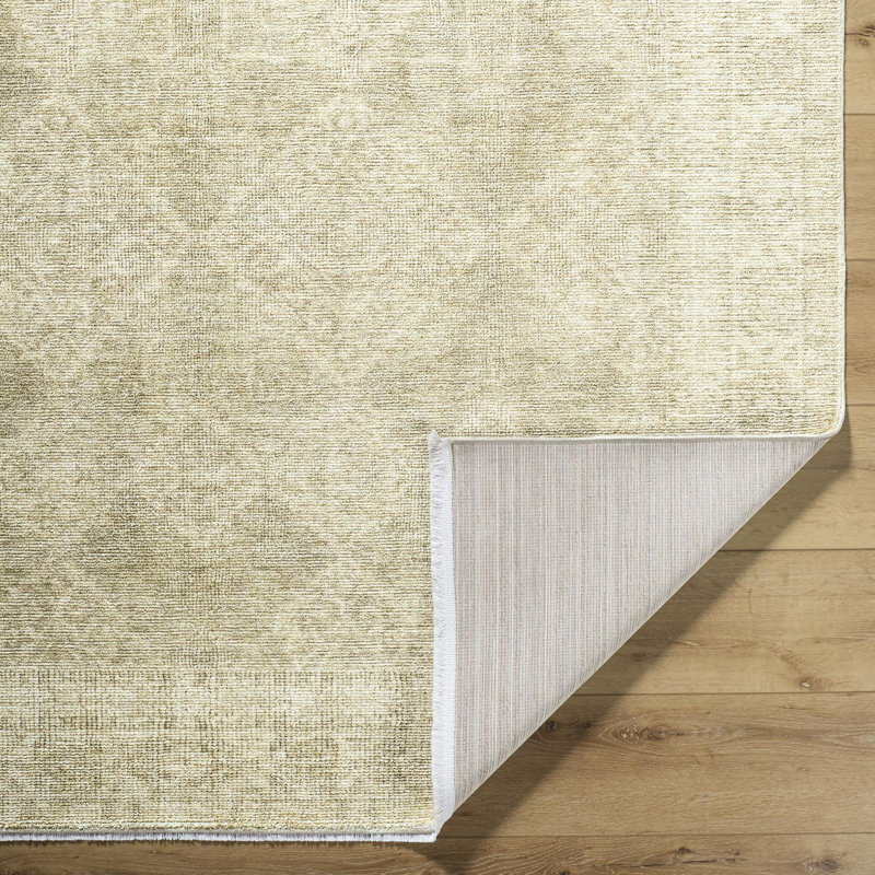 Vintage Beige and Tan Synthetic Rectangular Area Rug 5' x 7'