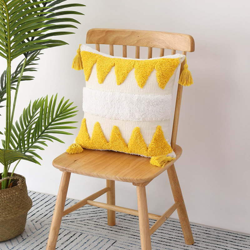 Housse de coussin d'intérieur en polyester, Jaune