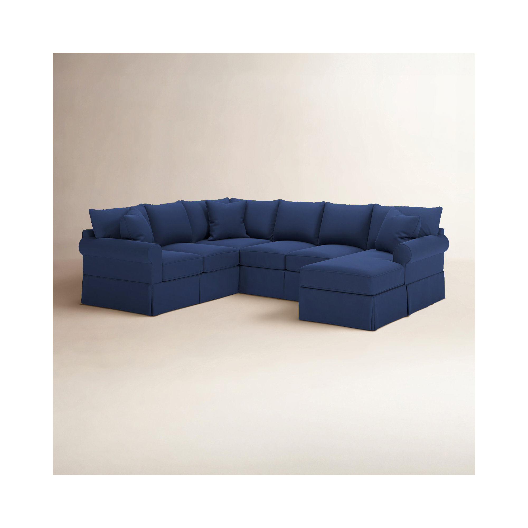 Amari Upholstered U-Sectional, Right Hand Facing, Canvas Navy Sunbrella® Canvas
