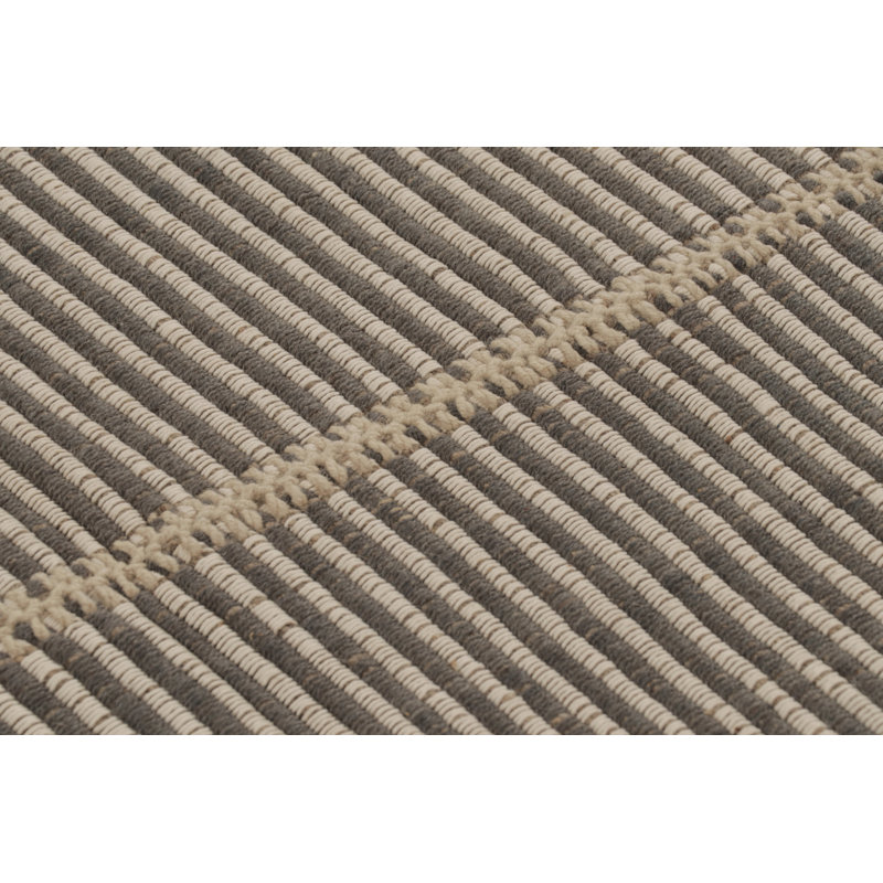 Rug & Kilim’S Accent Kilim, Square Rug In Textural White And Gray Stripes
