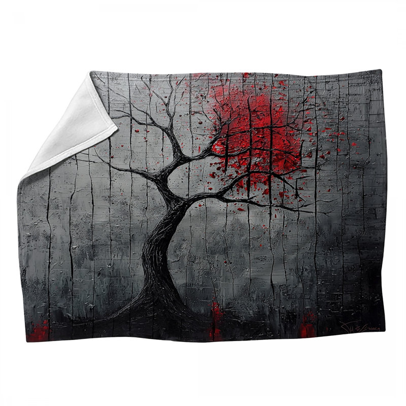 Tree Fleece Throw Blanket - Nature Throws for Sofas or Beds, 60" L x 50" W