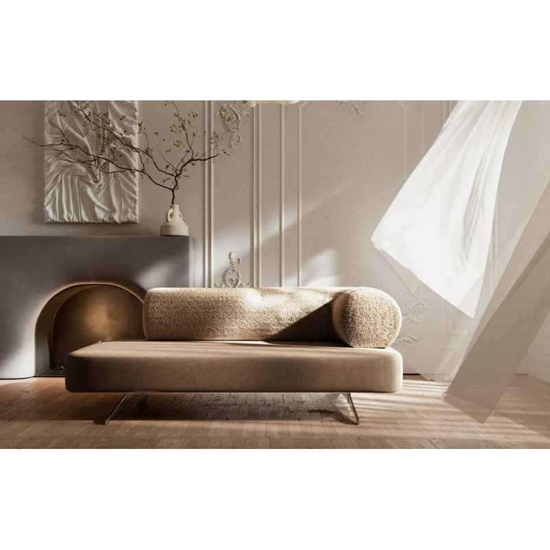 Carmel 2 Seater Velvet Sofa, Cream, 67cm H x 180cm W x 80cm D