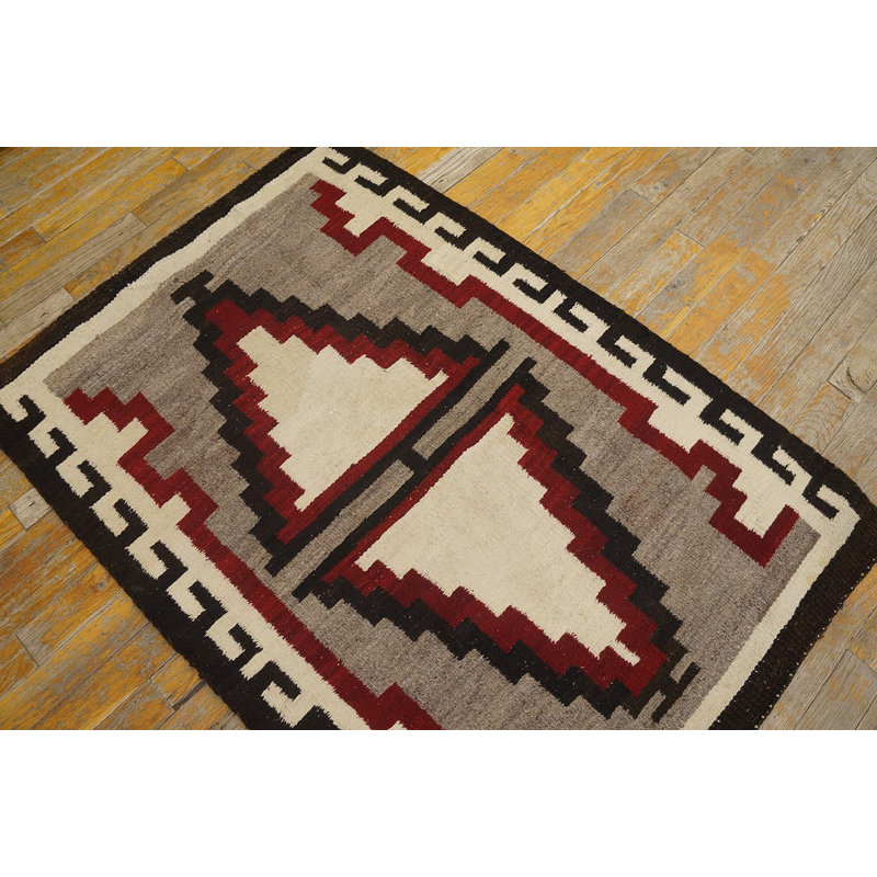 Tapis Navajo tissé à plat gris antique
