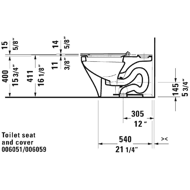 Cuvette de toilette à fixation au plancher durastyle