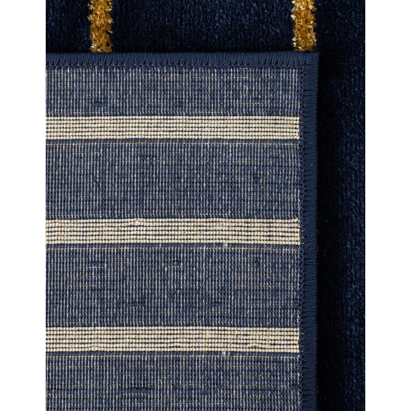Tapis Latitude Run® Mirage Nikica Bleu marine et or Latitude, Rectangle 10 pi x 13 pi 1 po