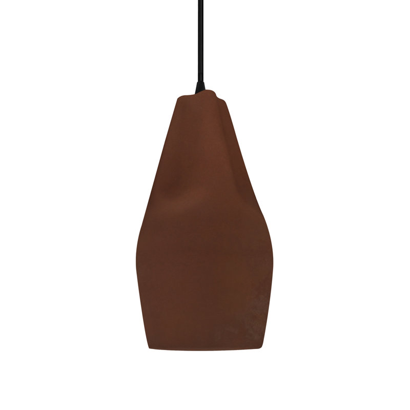 Radiance - grand luminaire suspendu 1 lumière Crease - rouille véritable - noir mat - DEL dédiée - cordon noir, Vraie rouille