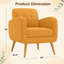 Chaise d'appoint en lin jaune avec pieds en bois massif naturel
