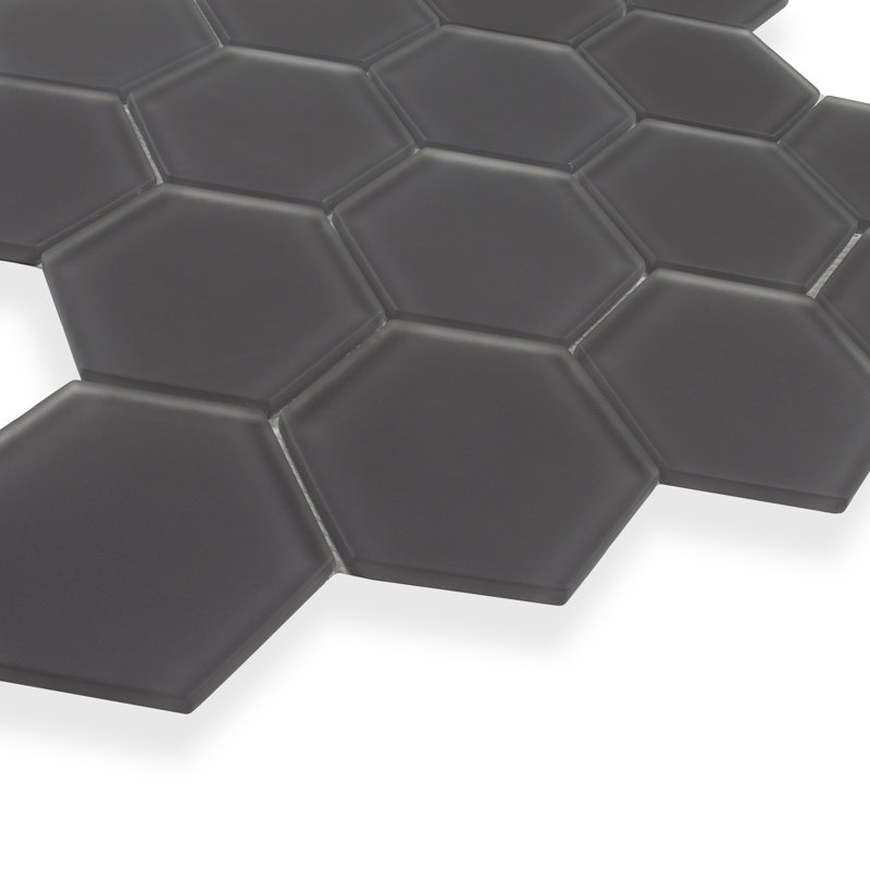 3" Beehive 10.25in.x11.75in. Glass Mosaic Tile, Carbon Matte