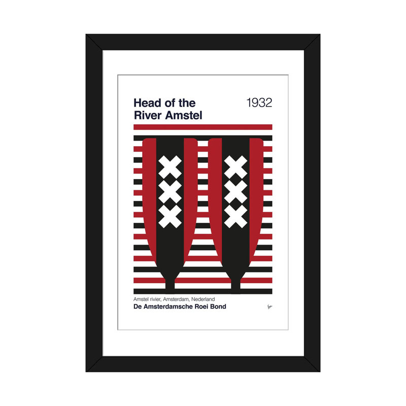 «1932 Head of the River Amstel», reproduction d'art mural - papier d'art encadré, H 24 po x l 16 po, Noir
