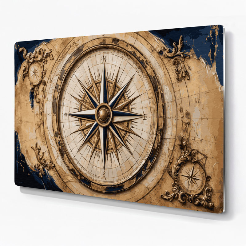Art mural en métal nautique rétro, H 132 po x l 168 po x P 0,05 po