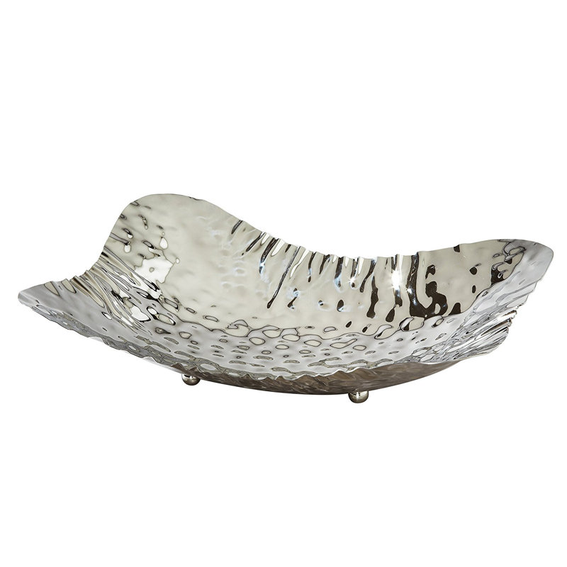 Ebern Designs Jasmin Stainless Steel Platter, 3" H x 11.75" W x 8" D