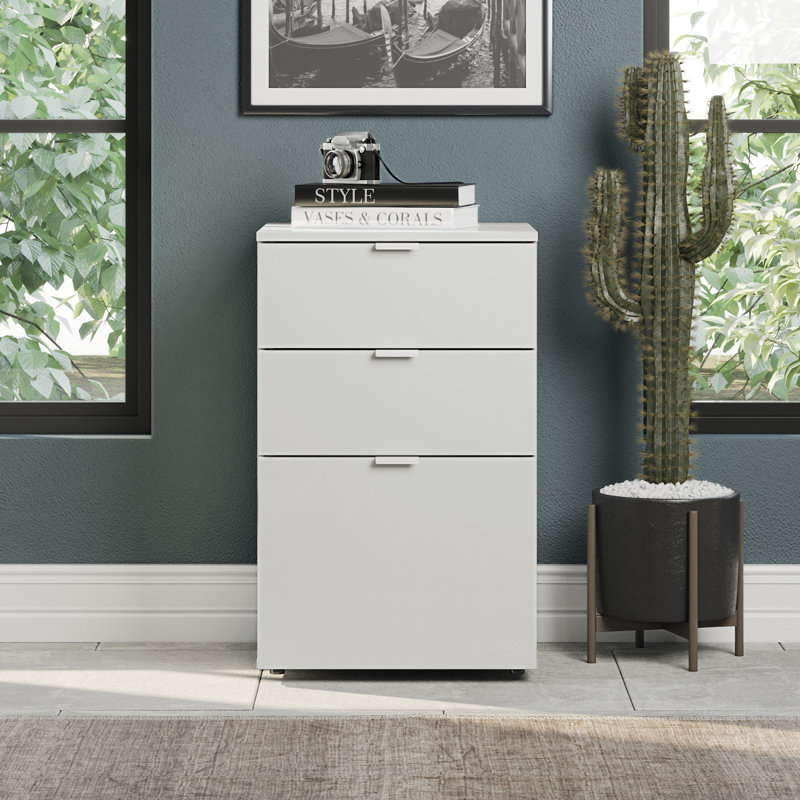 Dallas Modern 3-Drawer File Cabinet - Letter Size - White Office Storage - W15.75" - White
