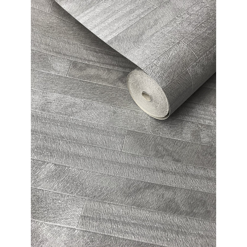 Rouleau de papier peint en vinyle Delvalle Gracie, Argent/Gris