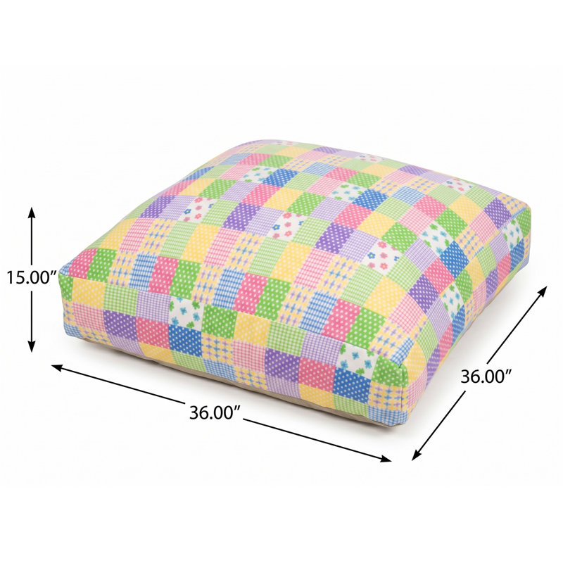 Coussin pour enfants et adultes Sensory, H 15,02 po x l 36,02 po x P 36,02 po, Jaune / patchwork vert
