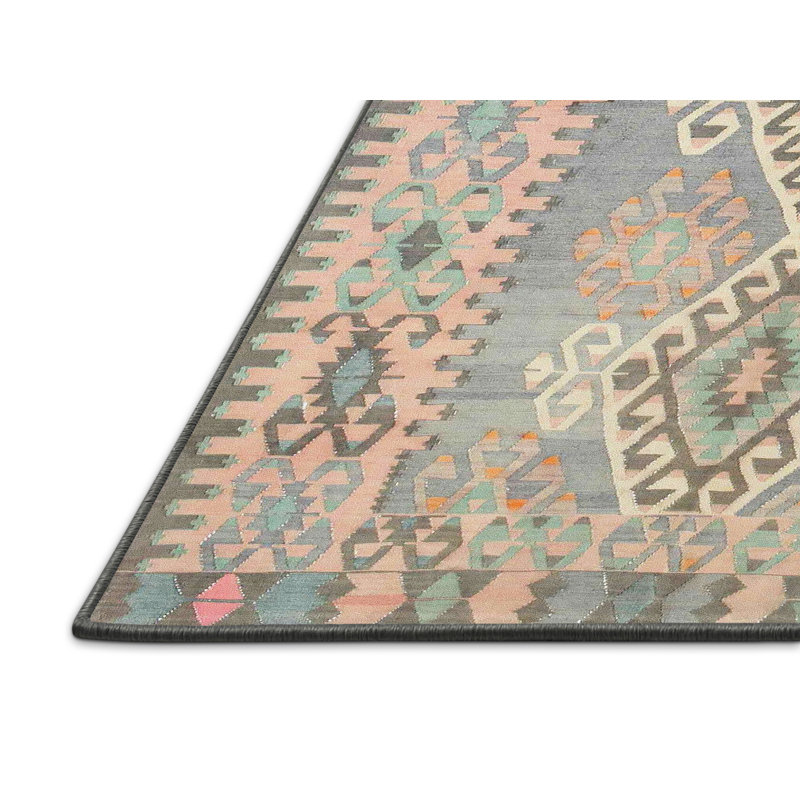 Tapis de zone gris foncé contemporain, Rectangle 5 pi x 7 pi
