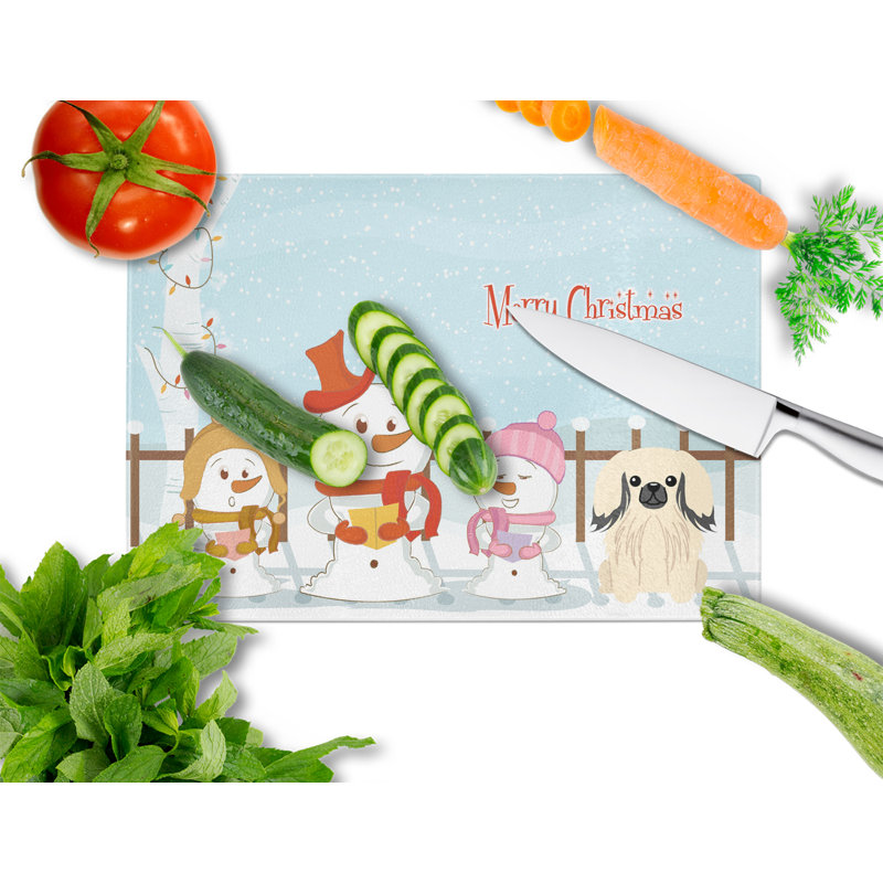 Planche à découper en verre Pékinois Carollynn, Crème