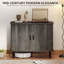 HOMCOM Mid-Century Modern Sideboard Storage Cabinet Steel Legs Grey-61588832