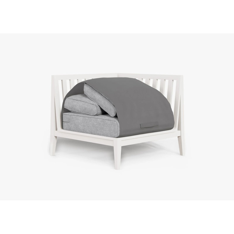 White Aluminum Outdoor Corner Chair - Left; Pacific Fog Gray