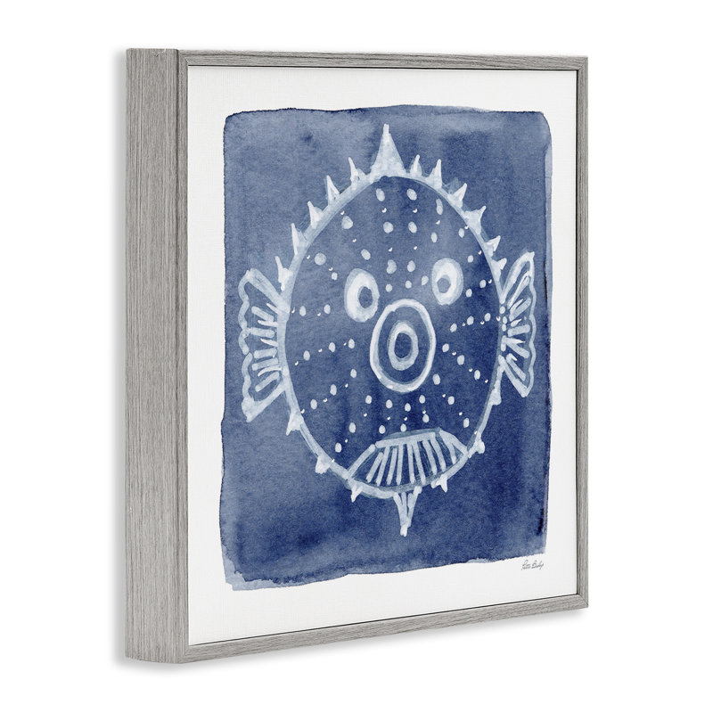 Giclée encadrée de poisson blanc sur fond indigo, design par Patti Bishop, H 12 po x l 12 po, Giclée de ferme grise encadrée