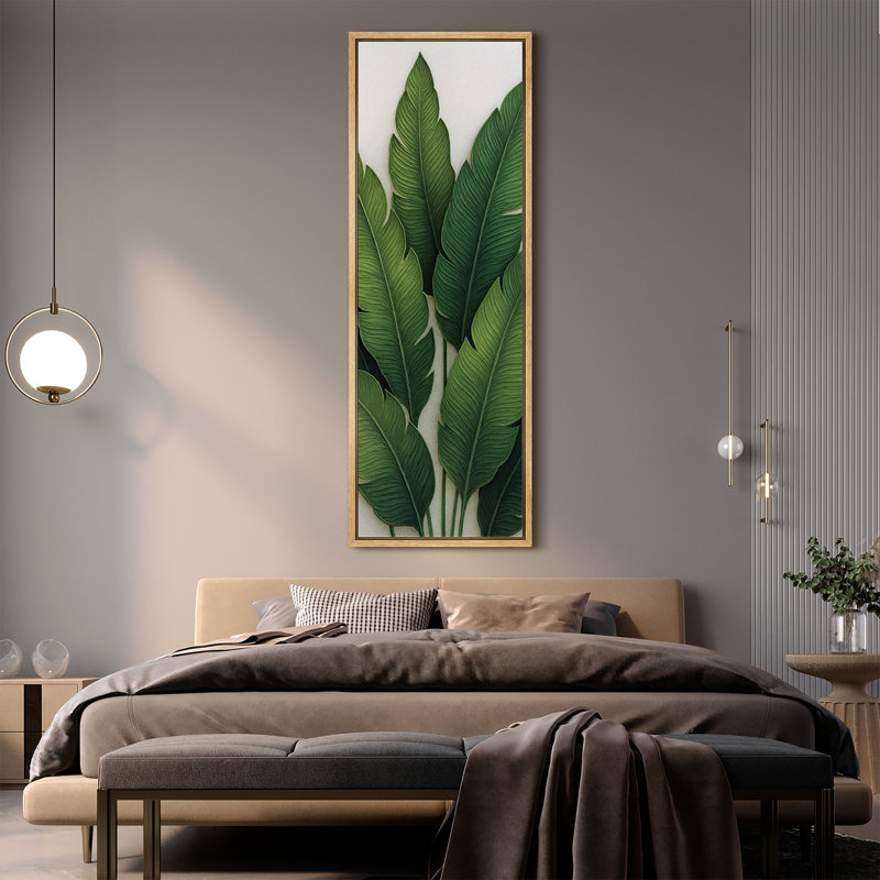 «Lush Green Tropical Leaves Botanical Extra Large», reproduction d'art sur toile encadrée, H 60 po x l 20 po x P 1,5 po