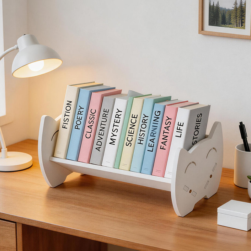 Organisateur de bureau, étagère de table avec conception inclinable pour livres et magazines, étagère de bureau peu encombrante pour le bureau et la maison