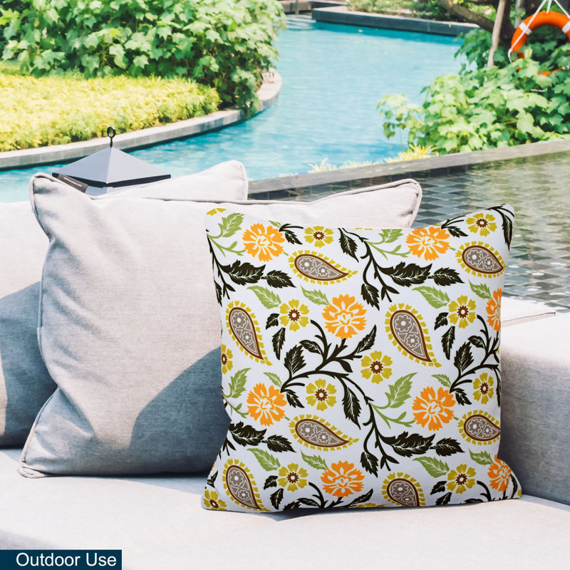 Coussin intérieur/extérieur Floral, Jaune