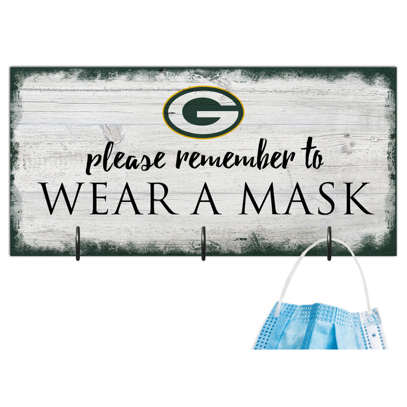 3 - Hook Wall Mounted Coat Rack, Green Bay Packers
