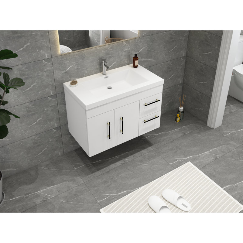 Ensemble de meuble-lavabo simple 36 po Carliss, Blanc, Noir