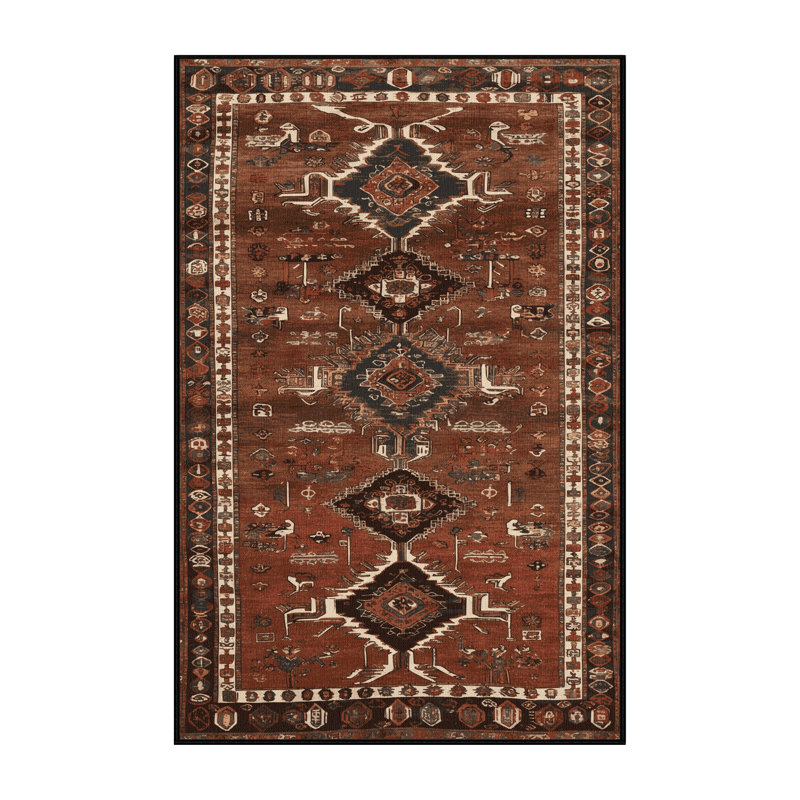 Tapis brun turc lavable à la machine, Rectangulaire 3 pi x 5 pi