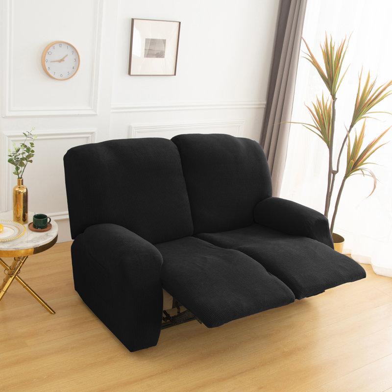 Housse pour fauteuil inclinable à coussins carrés/rectangulaires, Mélange de polyester noir